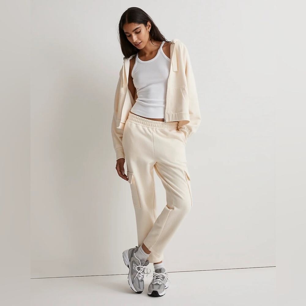 Madewell Size XS Ivory Brushed Pull-On Cargo Pants NG964
